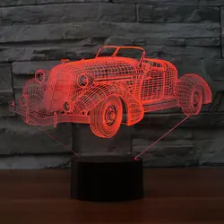 3D USB сенсорный выключатель светильник спортивный автомобиль Форма Звездная ночь автомобиля моделирование 7 цветов Изменение светодиодный