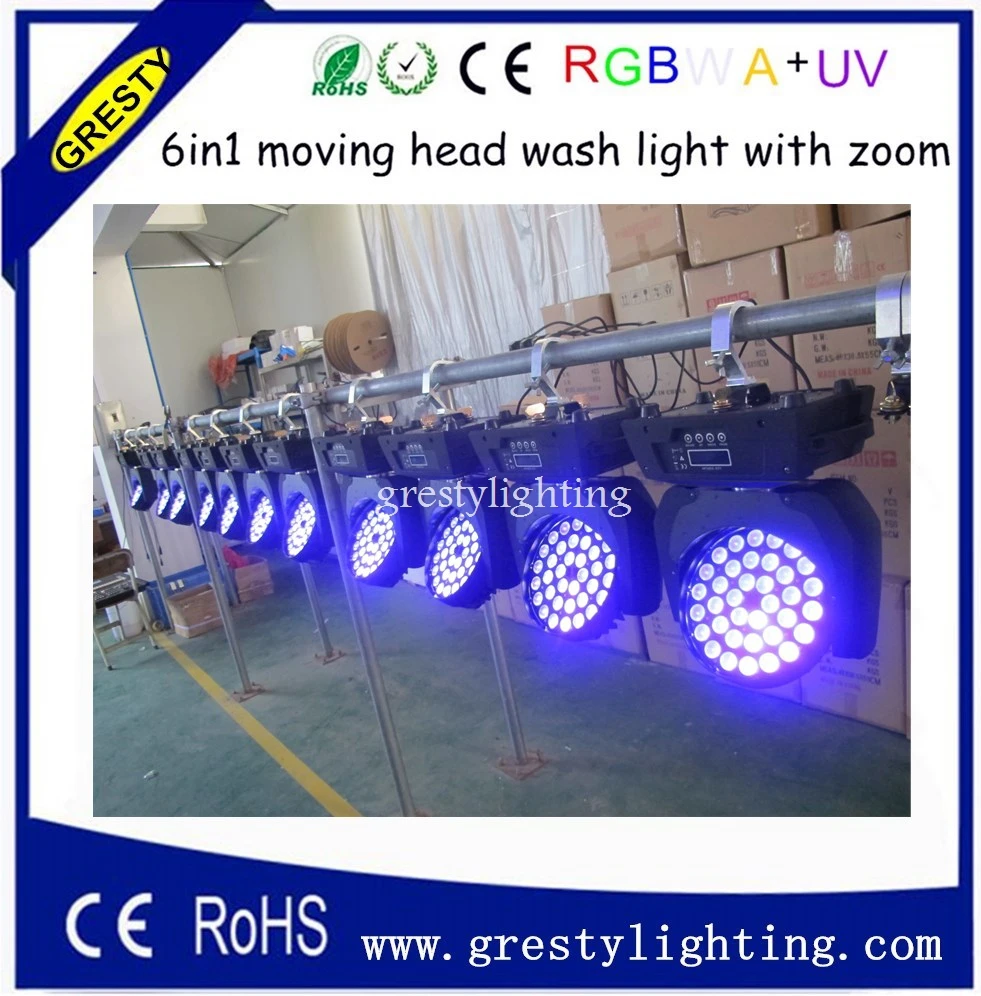 led wash zoom moving head light 36x18w rgbwa uv 6 in1 dmx stage light wash moving heads