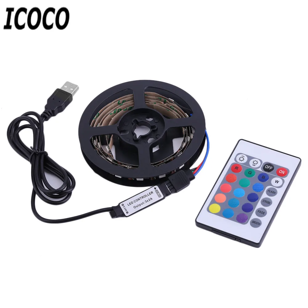 ICOCO Новый 1 м/2 м/3 м/4 м низкое энергопотребление 5050 RGB USB Светодиодная лента