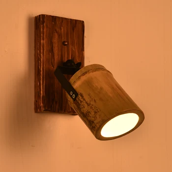 

Vintage industrial style bamboo wood creative personality wall lamp