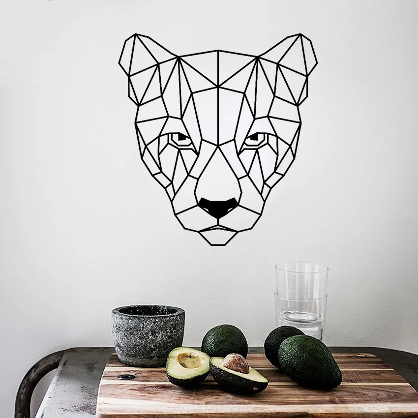 

Animal Puma Wall Decal Geometric Puma Head Vinyl Stickers Home Decor Living Room Nursery Playroom Wall Tattoo Decals D735