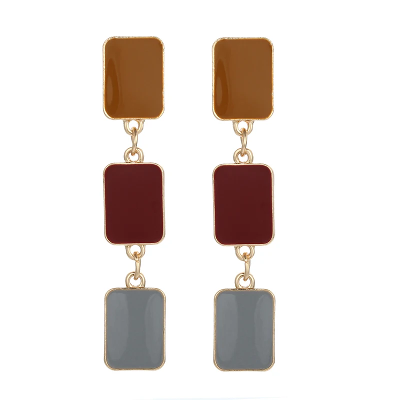 

Korean Trendy Colorful Earrings Geometric Square Drop Earrings For Women Long Statement Earings Fashion Jewelry 2019 Oorbellen