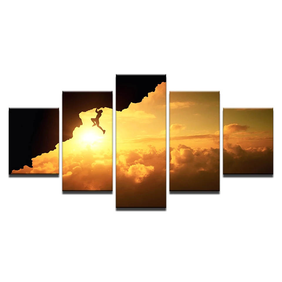 Canvas-Prints-Pictures-Wall-Art-Framework-Home-Decor-5-Pieces-X-Games-Exercise-Rock-Climbing-Paintings (4)