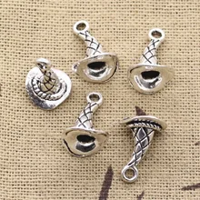 30 pçs encantos mágico mágico chapéu 15x11x10mm antigo prata cor chapeado pingentes fazendo diy artesanal tibetano prata cor jóias