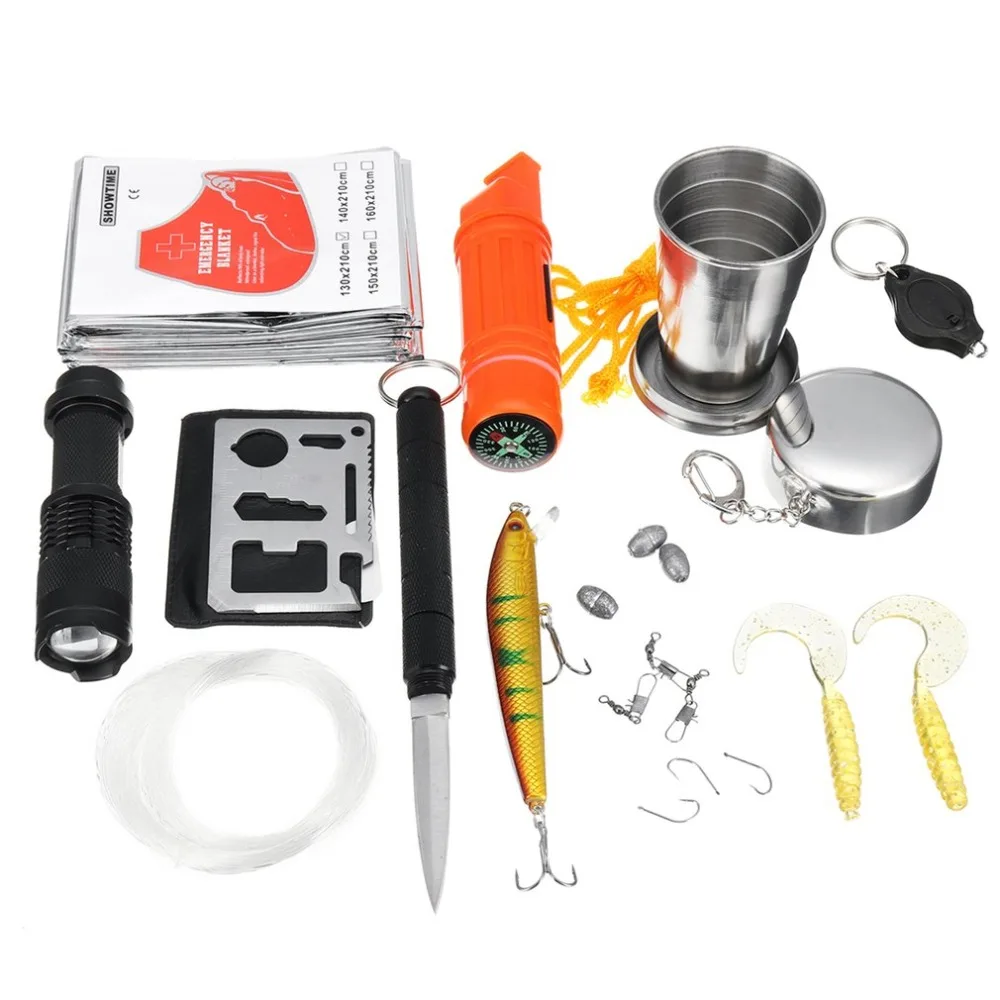 

Multifunctional 16 Tools In 1 Box Fishing SOS Emergency Survival Equipment Kit Outdoor Gear Tactical Camping Hiking Safety Tool