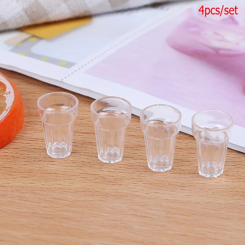 

4Pcs/Lot Transparent Dollhouse Mini Cola Wine Beer Cup Miniature Craft Home Decoration Glass Model DIY Parts