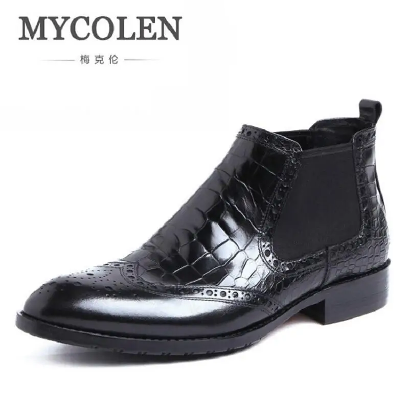 

MYCOLEN British Style Autumn And Winter Men Boots Men Flat Heel Elastic Band Chelsea Shoes Mens Boots Casual Bota Militar