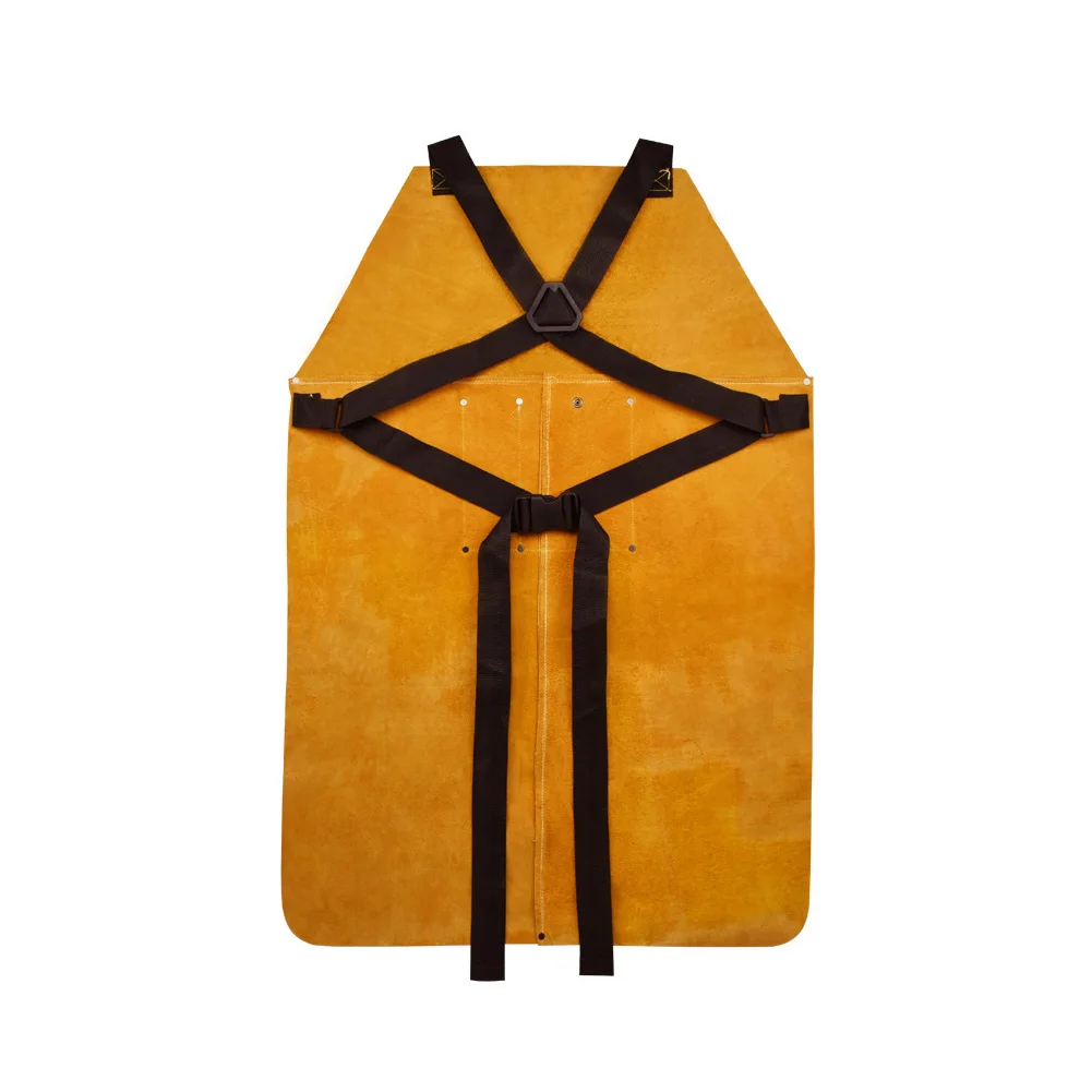 

Men Women Blacksmith Safety Clothing Front Pocket Anti-scalding Adjustable Yellow Cowhide Leather Thicken Wear-resistant Apron