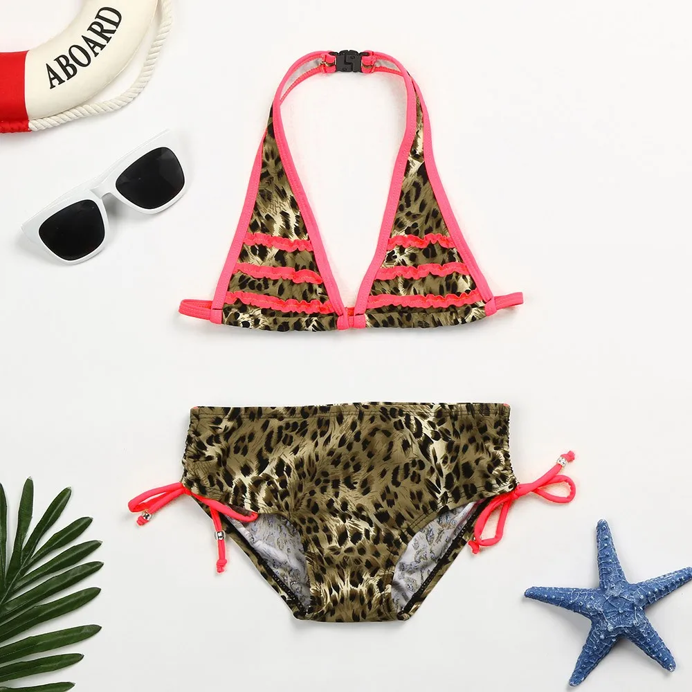 

Infant Kids Girls Leopard Ruched Swimwear Swimsuit Bathing Bikini Set Outfits baby girl summer clothes one year birthday girl