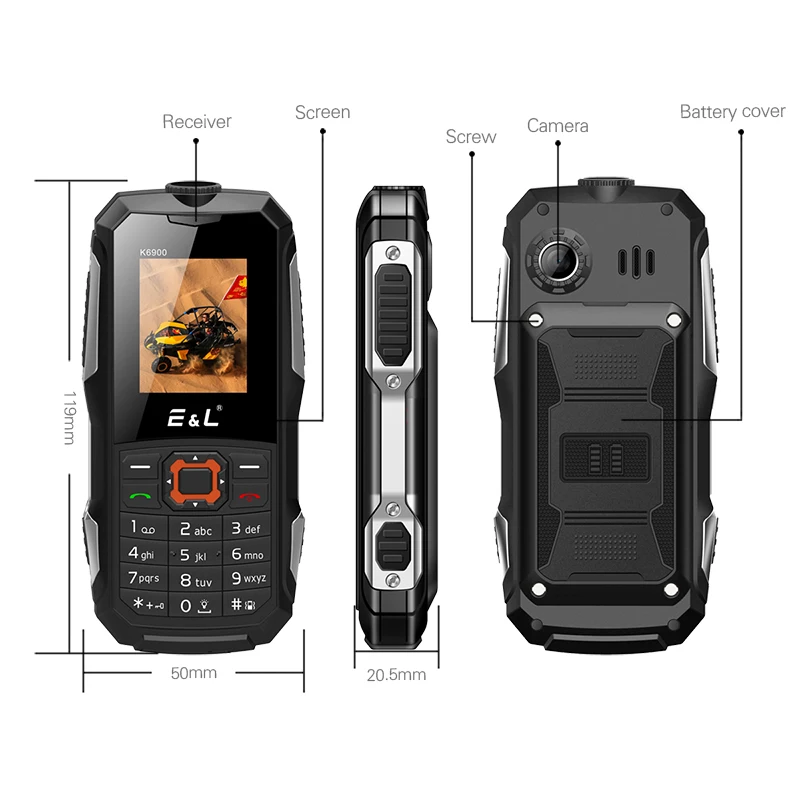 Разблокированный мобильный телефон для пожилых людей E & L K6900 с клавиатурой и