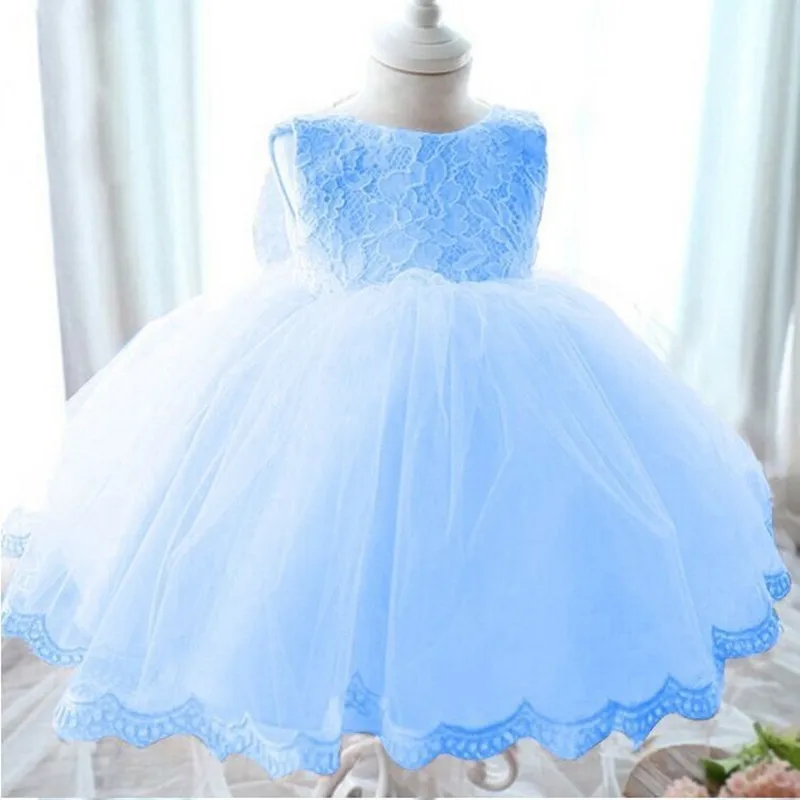 Одежда для маленьких девочек; платье с бантом для дня рождения, свадьбы; вечерние платья принцессы с цветочным рисунком для девочек; летние платья-пачки для девочек; одежда для детей - Цвет: Небесно-голубой