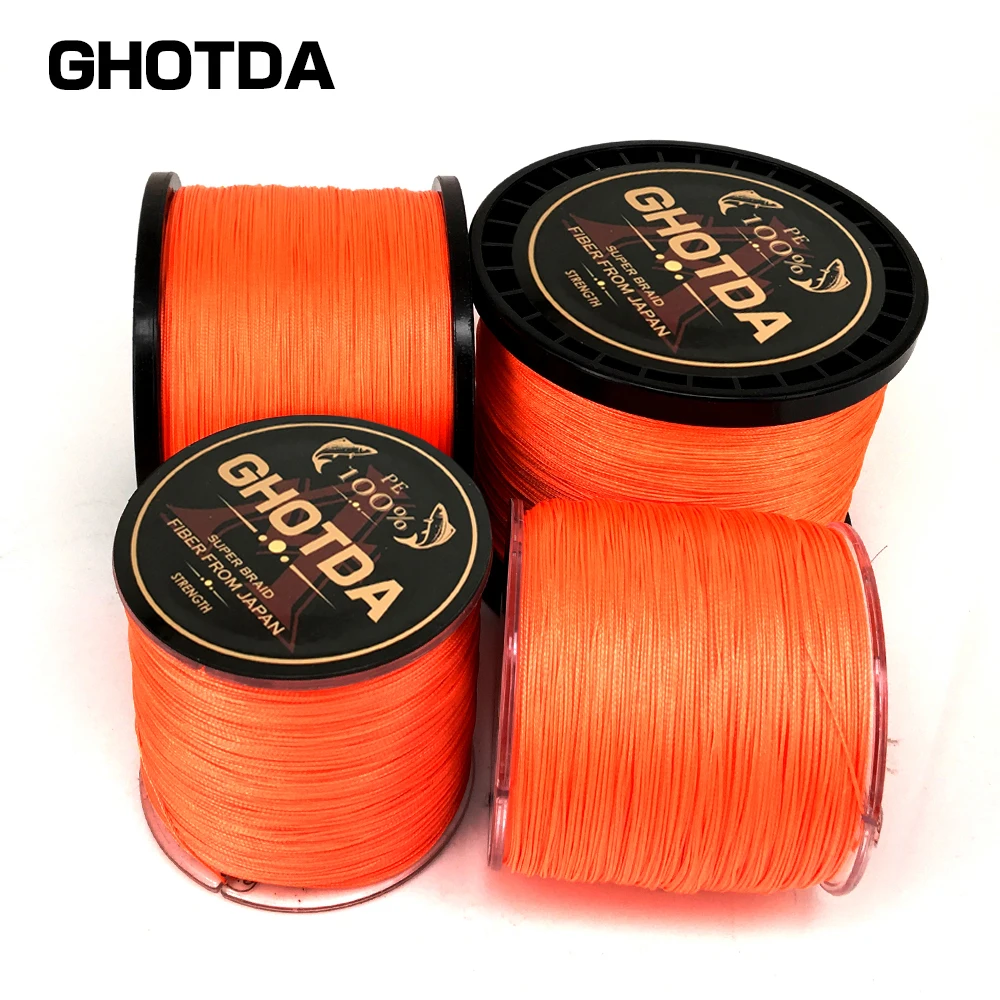 8 Strands 300M 500M 1000M Orange Braided Fishing Line Sea Saltwater
