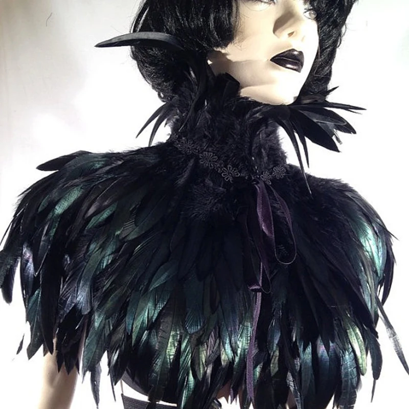 

Black Burlesque Feather Shawl Scarf Cape Gothic Dress Costume Halloween Party Fancy Dress Fashion Costume