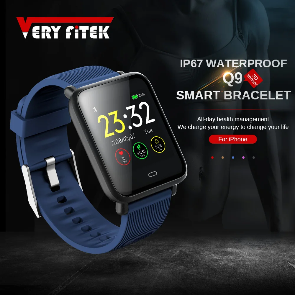 

Q9 Smart Watch Blood Pressure Heart Rate Monitor IP67 Waterproof Sport Fitness Trakcer Watch Men Women Smartwatch Dropship