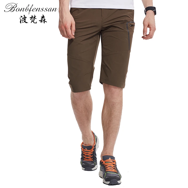 Мужские летние быстросохнущие дышащие шорты для занятий спортом на открытом воздухе, пеших прогулок, рыбалки, Походов, Кемпинга, мужские брюки средней длины 3703A - Цвет: Coffee pants
