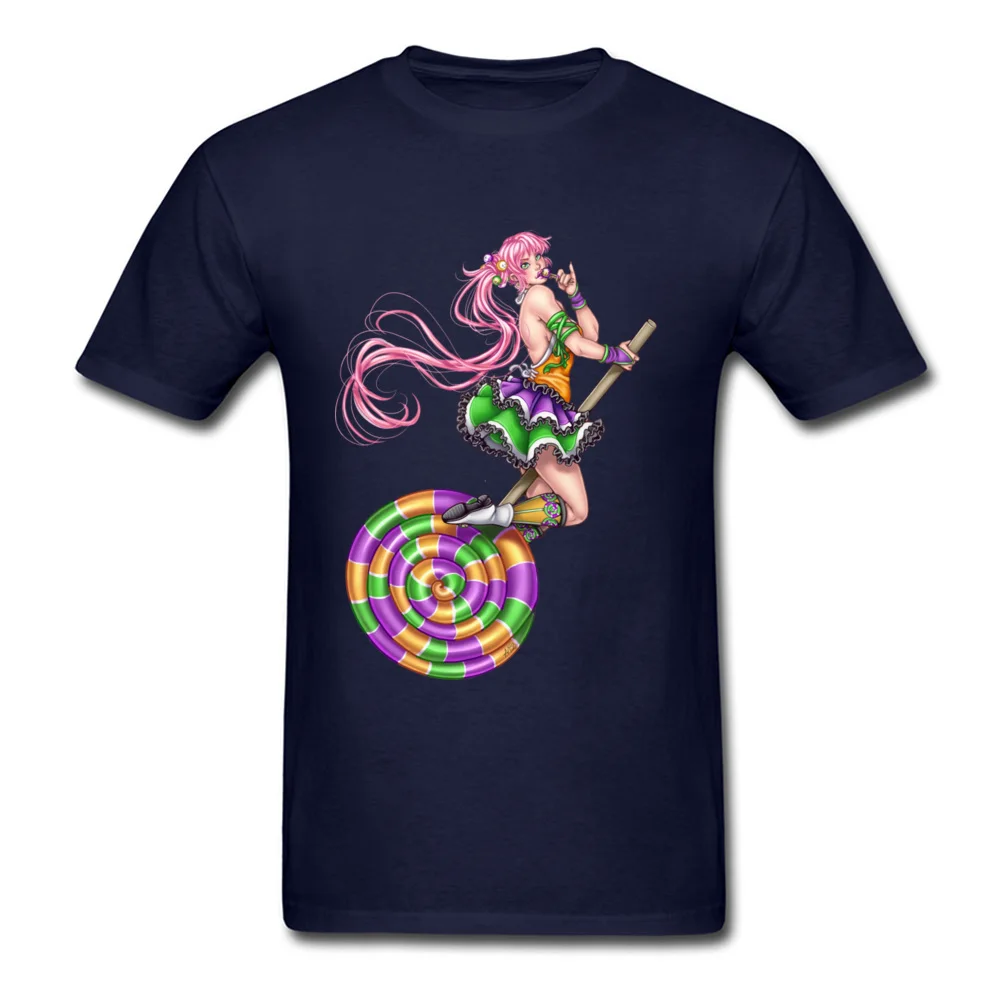 Lollipop Witch by Amberly Berendson T Shirt for Men Printed Summer/Autumn Tops T Shirt Cheap Clothing Shirt O Neck 100% Cotton Lollipop Witch by Amberly Berendson navy