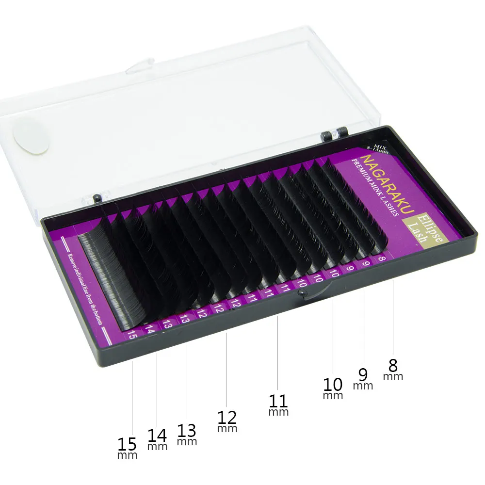 NAGARAKU Ellipse плоское наращивание ресниц B C D локон 0,15 мм 0,20 мм толщина 8-15 мм Смешанная Длина экономия времени прививка легко