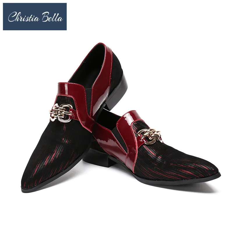 Christia Bella модный бренд Мужская модельная обувь из натуральной кожи мужские шлепанцы, обувь красный вечерние Свадебная формальная обувь