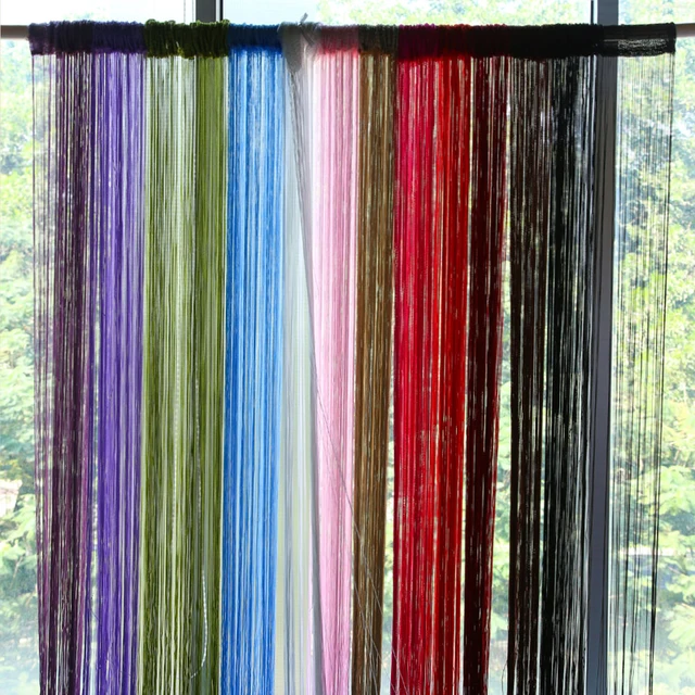 2x1m 12 Colors Curtains Thread Curtains for Living Room Door Window Panel Curtain Divider Yarn