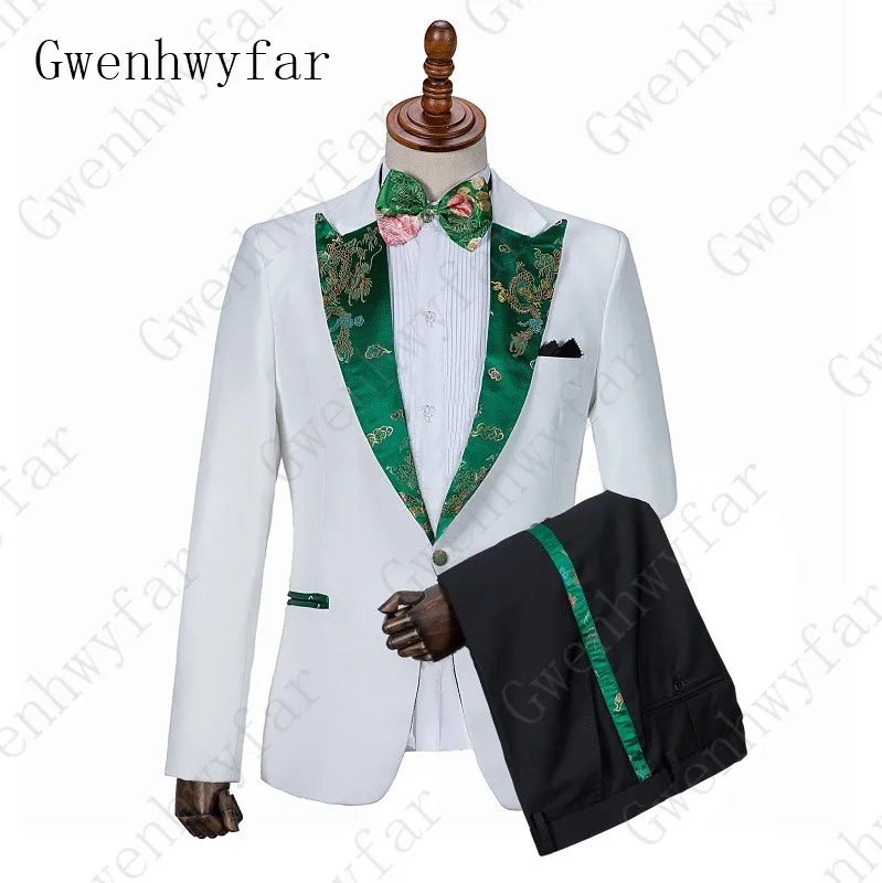 Colour1 Gwenhwyfar модный приталенный Блейзер из 2 предметов для свадьбы смокинги Мужская шаль с отворотом, легкое голубое жаккардовое костюм для вечеринок - Цвет: Colour1