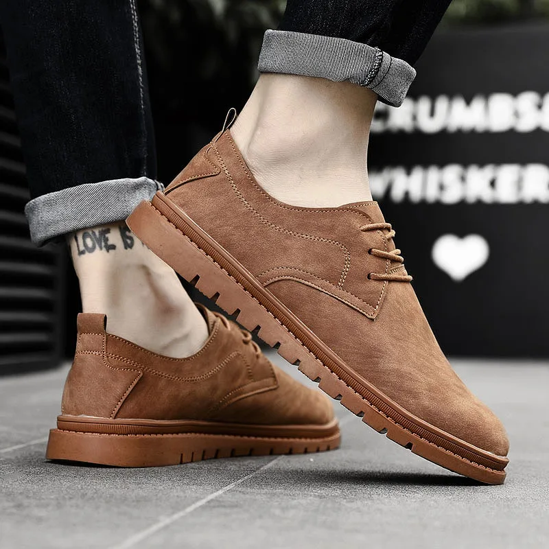 New British Style Men Lace up Leather Casual Shoes Fashionable Mn Light ...