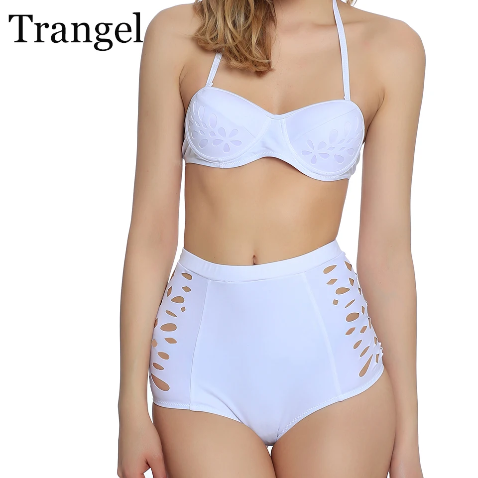 

Trangel Puh Up Bikini 2017 Sexy Bikini Swimsuit Push-Up Swimwear High Waisted Women White Beachwear Xl