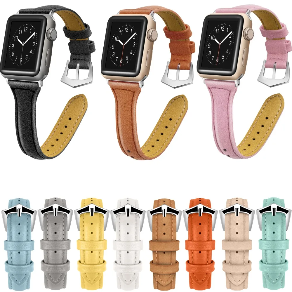 Для женщин часы Для мужчин часы из натуральной кожи женские наручные часы ремешок для Apple Watch Series 4/3/2/1 38 мм 40 мм 42 мм 44 мм