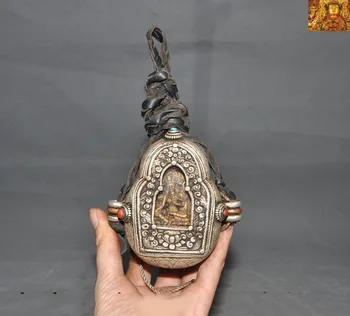 

wedding decoration Tibetan pure silver bronze Inlay Coral gem Tara Kwan-yin Shrines amulet Pendant New Year