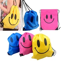 Модная сумка со смайликом на шнурке; детские сумки для покупок; Mochila; сумки для девочек и мальчиков; Детский рюкзак с героями мультфильмов; водонепроницаемый