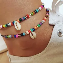 Цветные Разноцветные Бусины из бисера женские браслеты для щиколотки модные летние пляжные бижутерия для ног ножной браслет женские аксессуары