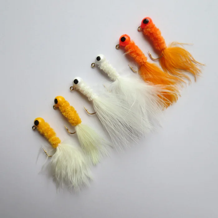 free shipping 12pcs' maribou jig wet fishing fly lure turkey feather