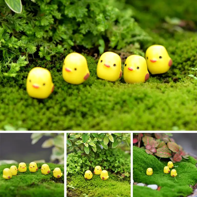 

10Pcs/bag Yellow Chicken bird animals micro fairy garden decoration succulents ornaments Toys miniature DIY Easter Decoration