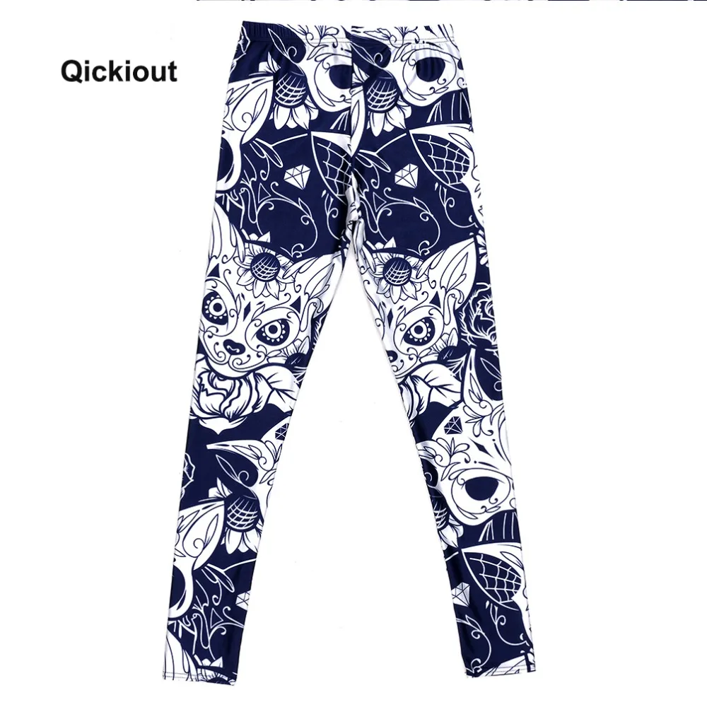 Qickitout леггинсы оптом горячая распродажа Женские Foxs леггинсы с цифровой печатью брюки стрейч синие брюки Прямая поставка