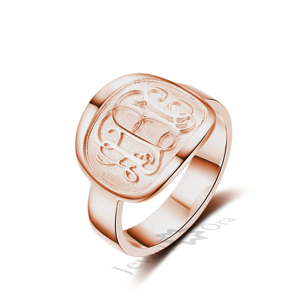 3 Color Personalized Engrave Jewelry 925 Sterling Silver Monogram Name Ring Best Christmas Gift For Friends (JewelOra RI102309)