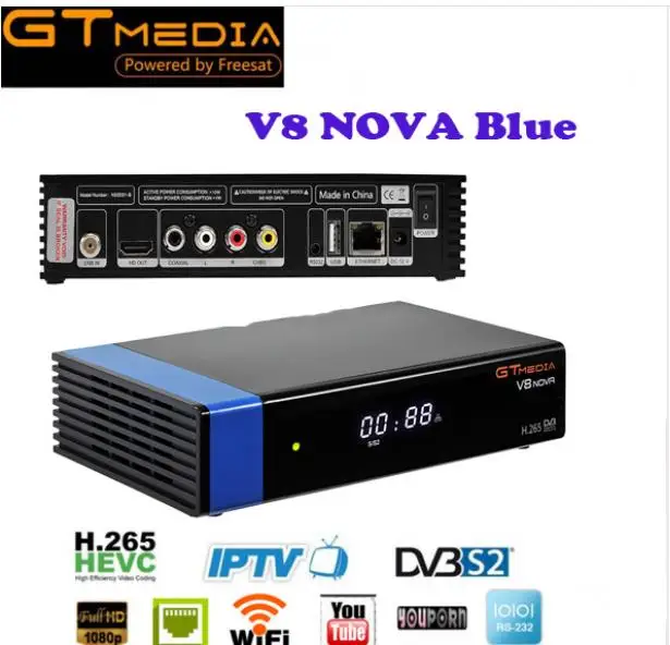 10 шт. GTMedia V8 Nova/синий полный DVB-S2 спутниковый ресивер GT медиа V8 NOVA FREESAT Receptor H2.65 Powervu cam Встроенный Wi-Fi - Цвет: V8 NOVA BLUE