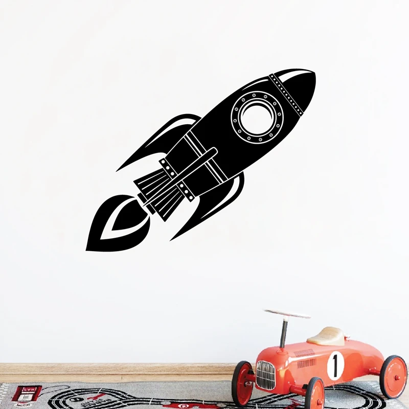Rocket Ship Wall Art Decal Boys Room Decor Cosmic Space Vinyl Art