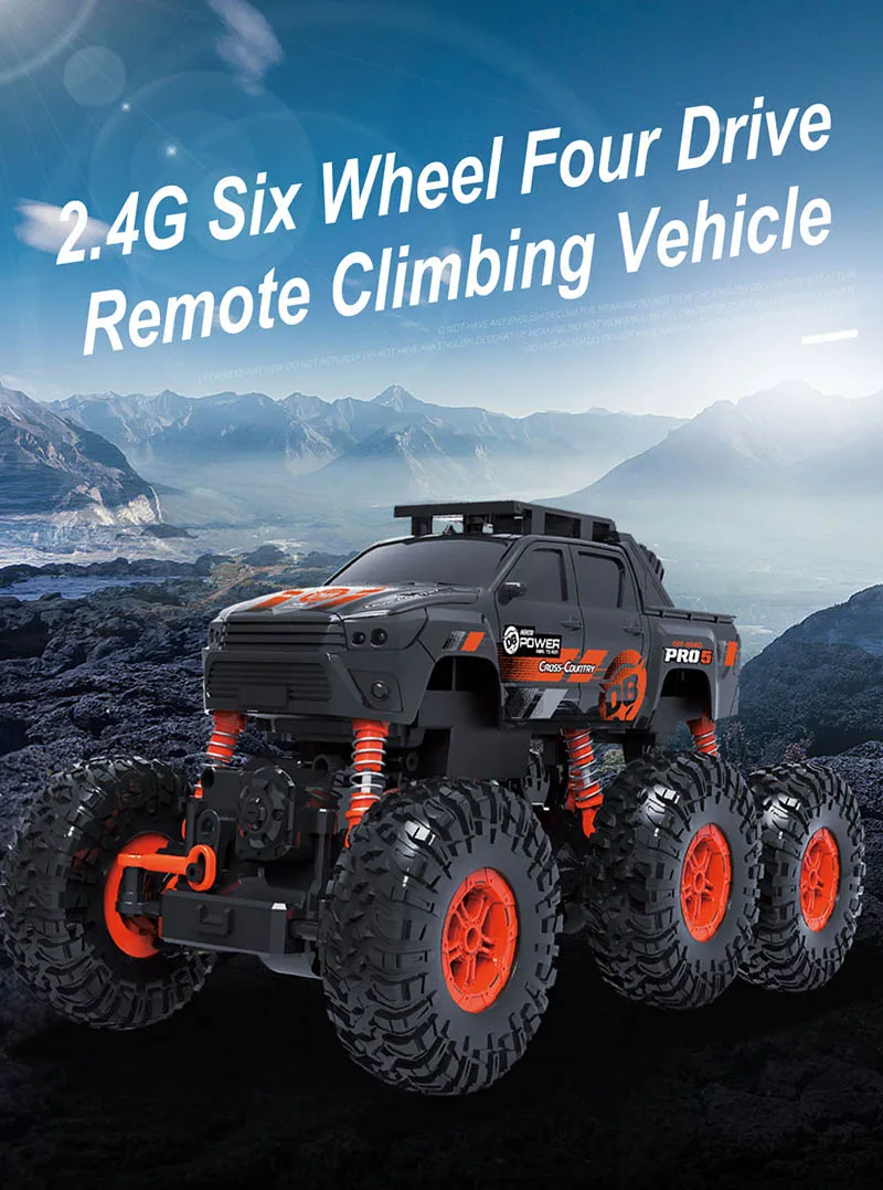 1/16 RC Car 6WD drive remote climbing car Double Motors Drive Bigfoot Cars 2.4Ghz Electric RC Toys High Speed Off-Road Vehicle