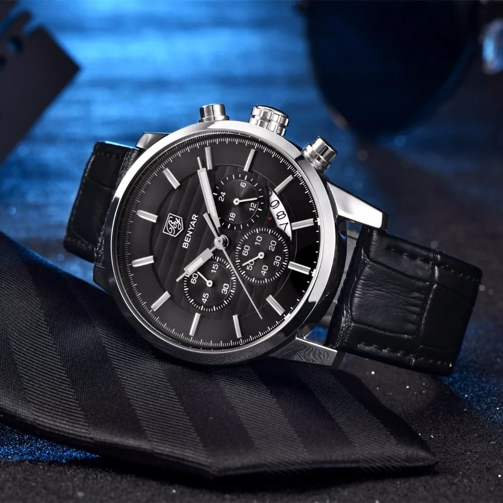 Reloj Hombre 2016 BENYAR модные спортивные мужские часы с хронографом Лидирующий бренд