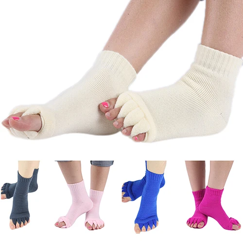 1 Pair Five Toe Separator Socks Yoga GYM Massage Foot Alignment Socks