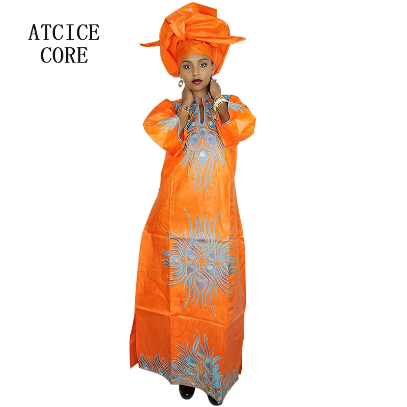 Африканский Базен вышивка дизайн платья короткие рэппер с шарфом три шт один комплект A056