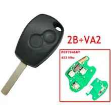 2 кнопки дистанционного ключа с Pcf7946 чип круглую кнопку с VA2 лезвие для Renault 5 шт./лот