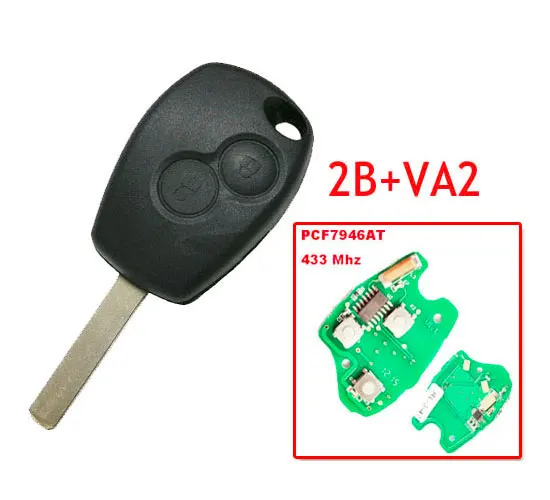 

Free shipping 2 Button Remote Key With Pcf7946 Chip Round Button With VA2 Blade for Renault 5pc/lot