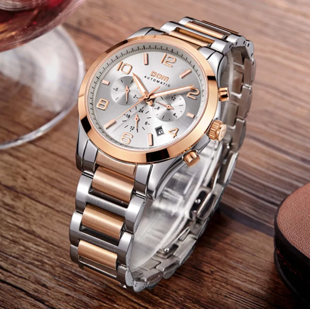 Dom автоматическая механические с автоподзаводом ветер серебряные часы мужчины