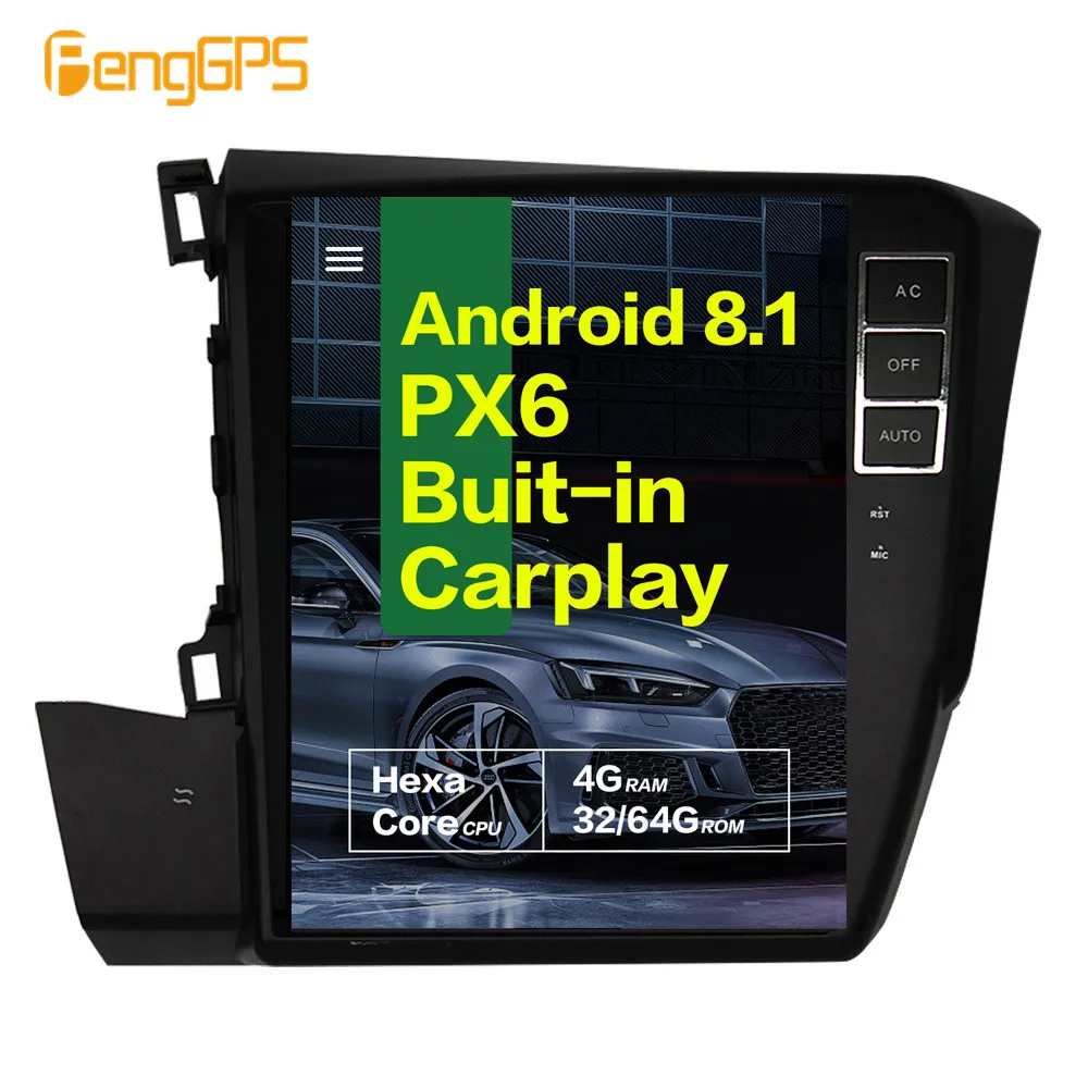 4 + 64 8 1 Tesla стиль автомобиля радио вертикальный экран для Honda Civic 2012 2015 gps