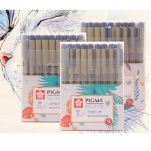 9 шт. Pigma Микрон гелевая ручка EF fine 0.25 мм 0.45 мм Кисточки фломастеров анимации рисунок эскиз комиксов товары для рукоделия канцелярские f979