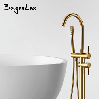 Tub Filler Floor Mounted Bathtub Faucets with Hand Shower Modern Luxurious Standing Bath Faucet Single Handle Mixer Tap 9001 1