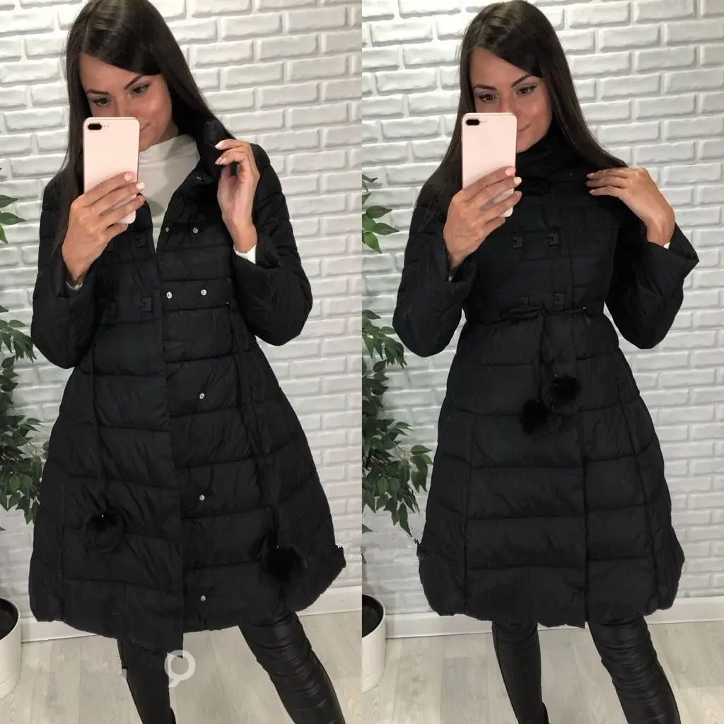 2018 зимние хлопковые платья Модное бальное платье с подкладкой женское длинное