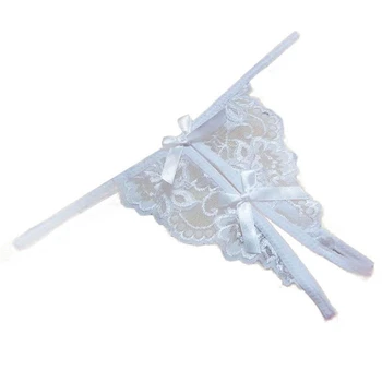 

Women's Sweatband Underwear with Strap Busty Sexy Transparent Panties (white)