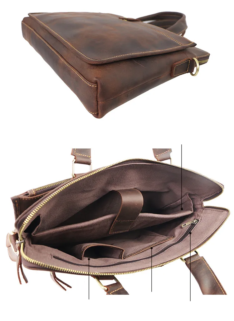 Винтажные модные брендовые дизайнерские кожаные мужские сумки Crazy Horse 1" сумка на плечо для ноутбука из натуральной кожи повседневный мужской портфель