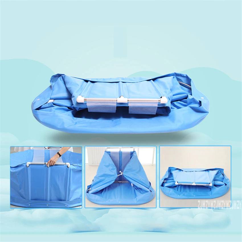 Yr001 adulto crianças banheira balde de banho de algodão-acolchoado dobrável barril de banho suporte de aço inoxidável com capa 120*75*70 cm-1